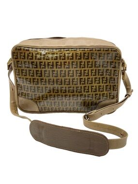 Fendi Beige and Brown Zucca Monogram Crossbody Shoulder Bag